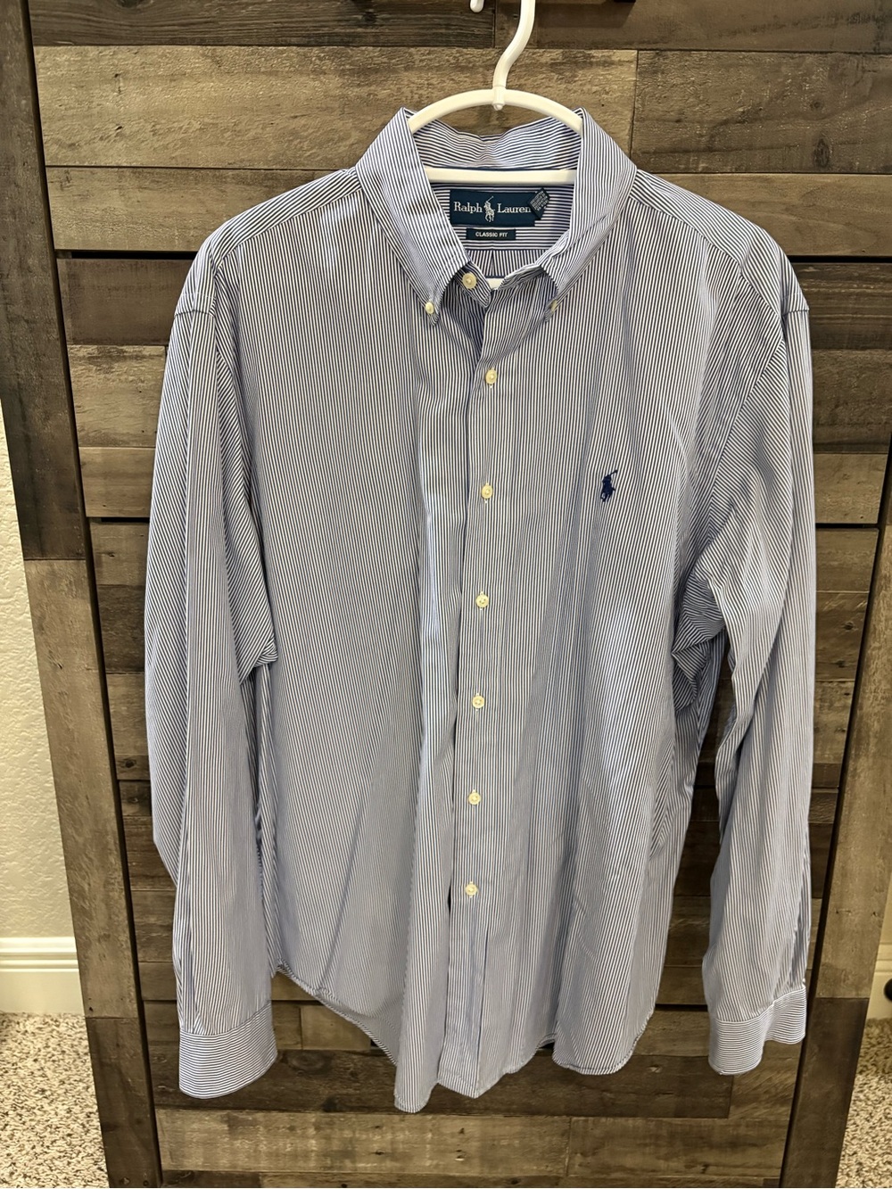 Polo Ralph Lauren Classic Fit Blue & White Striped Button Down Shirt Men’s XL